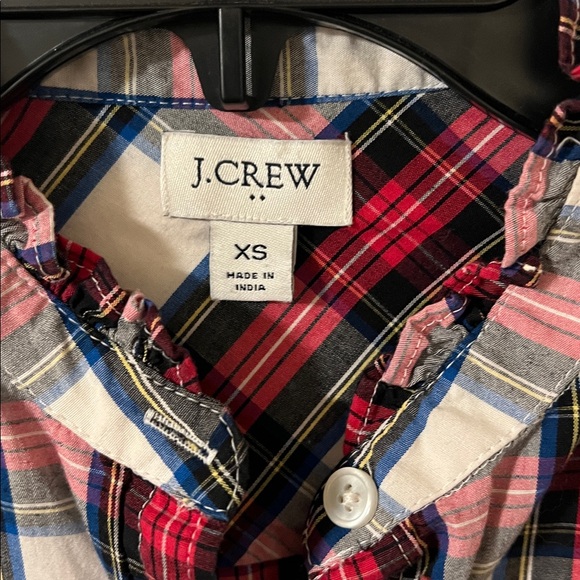 J. Crew Women’s Tartan button-front top with ruffled collar Size XS - Picture 3 of 6